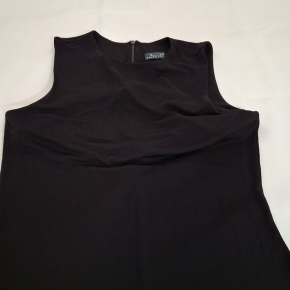 Black Midi Dress Cowl Neck A Line (Fabric Drapes Beautifully) Size Med - Picture 7 of 7